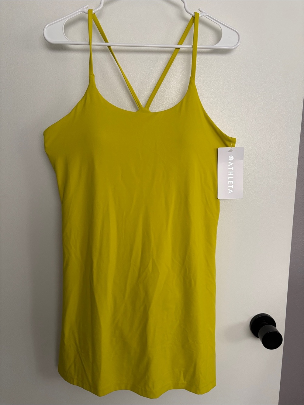 Athleta Transcend Scoop Lime Solis Athletic Dress - large NWT